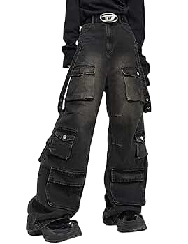 Amazon.com: Mens Y2k Cargo Jeans Hip Hop Goth Baggy Denim